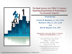 The Bank Secrecy Act (&ldquo;BSA&rdquo;), Currency Reporting Requirements