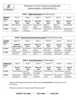 Playworks 4th and 5th grade girls Basketball Game Schedule