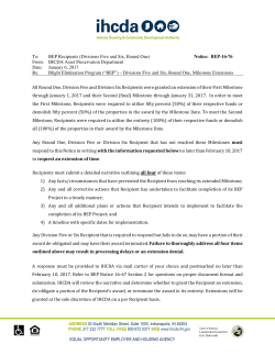 To: BEP Recipients (Divisions Five and Six, Round One) Notice