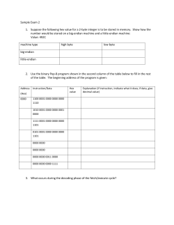 Sample Exam 2 1. Suppose the following hex value for a 2