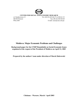 Moldova: Major Economic Problems and Challenges