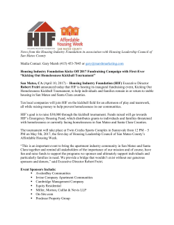 HIF Press Release Kicking Out Homelessness