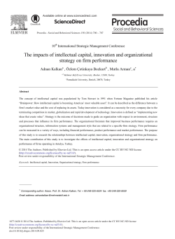 The Impacts of Intellectual Capital, Innovation and Organizational
