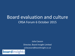 Julia Casson CRSA Forum October 2015 Board Evaluation