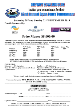 Entry Form for Dee Why Open Fours