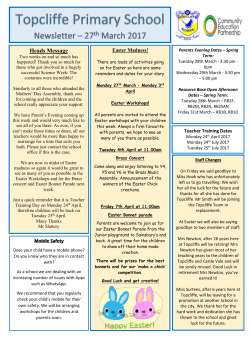 27 March Newsletter Date uploaded: 29/03/2017