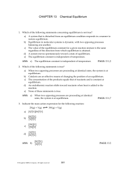 CHAPTER 13 Chemical Equilibrium