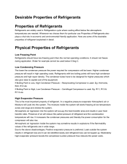 Desirable Properties of Refrigerants Properties of Refrigerants