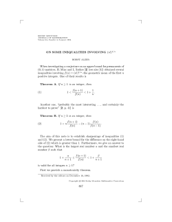 ON SOME INEQUALITIES INVOLVING (ز!)&frac12;/n
