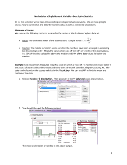 Methods for a Single Numeric Variable &ndash; Descriptive Statistics So far