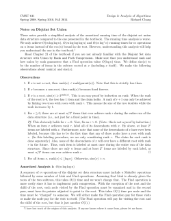 Notes on Disjoint Set Union