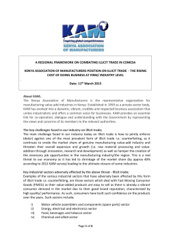 A regional framework on combating Illicit trade in COMESA KENYA