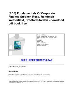 Fundamentals Of Corporate Finance Stephen
