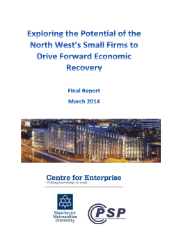 Exploring the potential of the Northwest`s small firms to drive forward