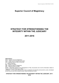 Superior Council of Magistracy STRATEGY FOR STRENGTHENING