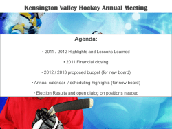 Kensington Valley Hockey Announces: