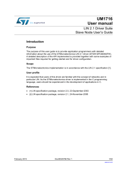 LIN 2.1 Driver Suite Slave Node User`s Guide