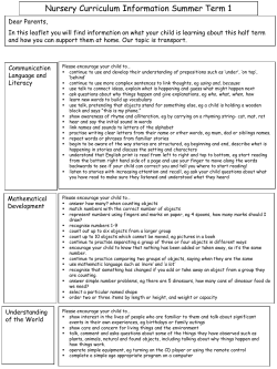 Summer 1 parents overview nursery transport