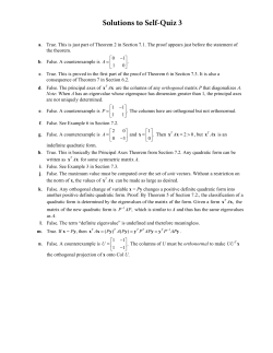 Solutions to Self-Quiz 3 - University of Oregon (Math)