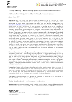 Hebrew University of Jerusalem Joint Seminar in International Law