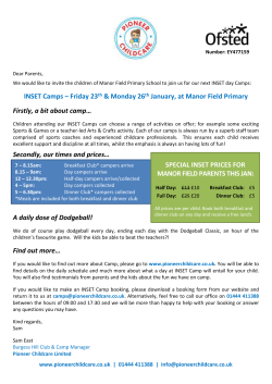 INSET Camps - Manor Field Primary School