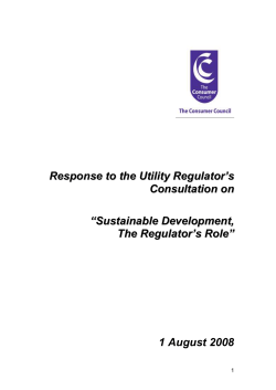 Response to the Utility Regulator`s Consultation on ``Sustainable