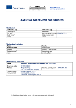 LEARNING AGREEMENT FOR STUDIES The Student Last name (s