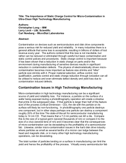 Contamination Issues in High Technology Manufacturing
