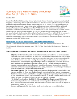 Summary of the Family Stability and Kinship Care Act