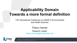 Applicability Domain Towards a more formal definition