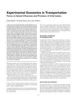 Experimental Economics in Transportation