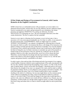 Of the Origin and Design of Government in General, with Concise