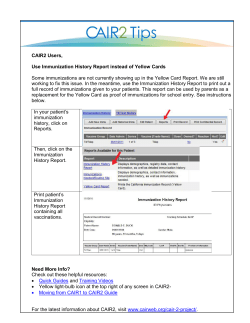 Use Immunization History Report Instead of Yellow Card