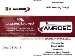 MRL Lessons Learned - DoD Manufacturing Readiness Levels