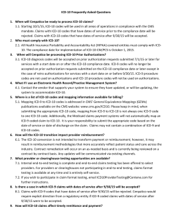 ICD-10 Frequently Asked Questions 1. When will Cenpatico be