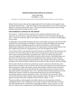 pope john xxiii october 11, 1962 - Theologian in Residence Program