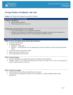 Giving Positive Feedback: Job Aid