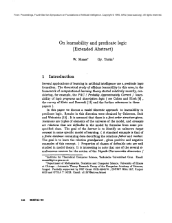 On learnability and predicate logic (Extended Abstract)