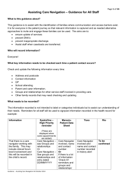 Assisting Care Navigation &ndash; Guidance for All Staff
