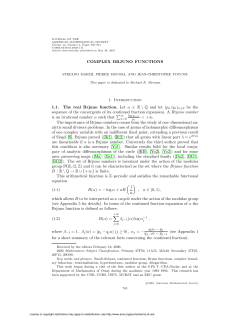 COMPLEX BRJUNO FUNCTIONS 1. Introduction 1.1. The real