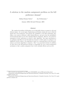 A solution to the random assignment problem on the full preference