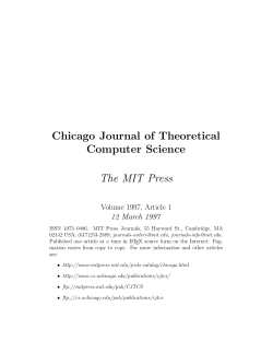 Chicago Journal of Theoretical Computer Science The MIT Press