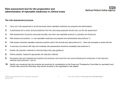Risk assessment tool - National Patient Safety Agency