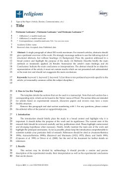 Type of the Paper (Article