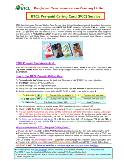 BTCL Pre-paid Calling Card (PCC) Service