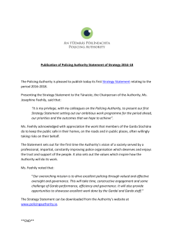 Publication of Policing Authority Statement of Strategy 2016