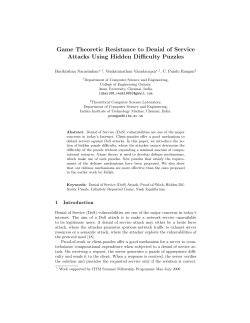 Game Theoretic Resistance to Denial of Service Attacks Using