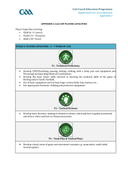 Application Form 2014 Appendix I GAA CEP Player Capacities
