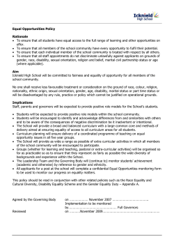 Equal Opportunities Policy Rationale &bull; To ensure that all students