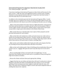 International Programs Pre-departure Check list for Faculty 2015